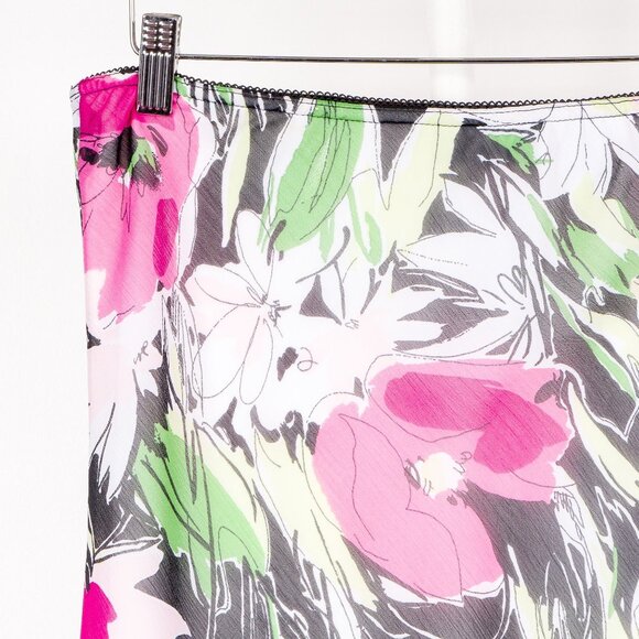 Briggs Womens Skirt PS Petite Floral Pink Black White Modest Long Layered Ruffle - Picture 2 of 7